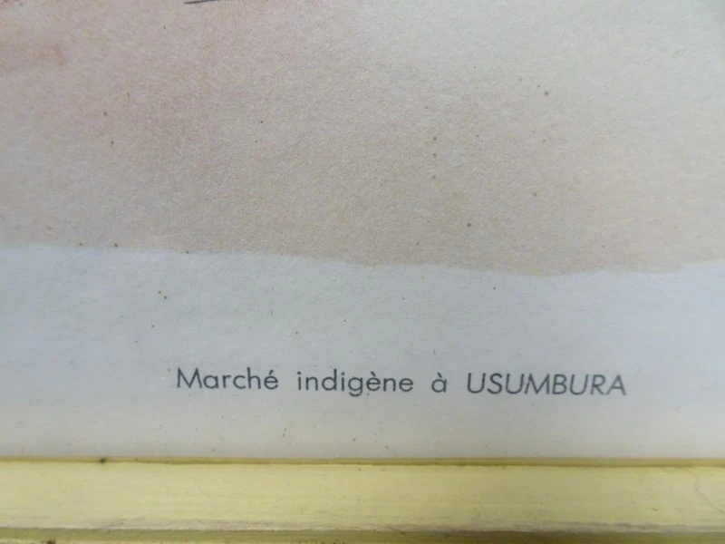 Ingelijste kunstwerk inheemse marktscène Usumbura