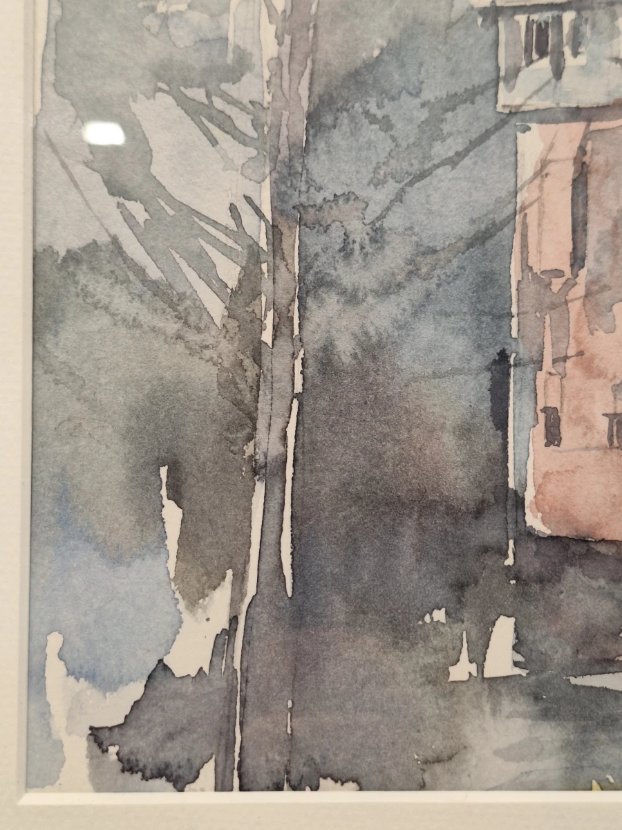 Aquarel van een middeleeuws kasteel met brug - O. Seyers (2002)