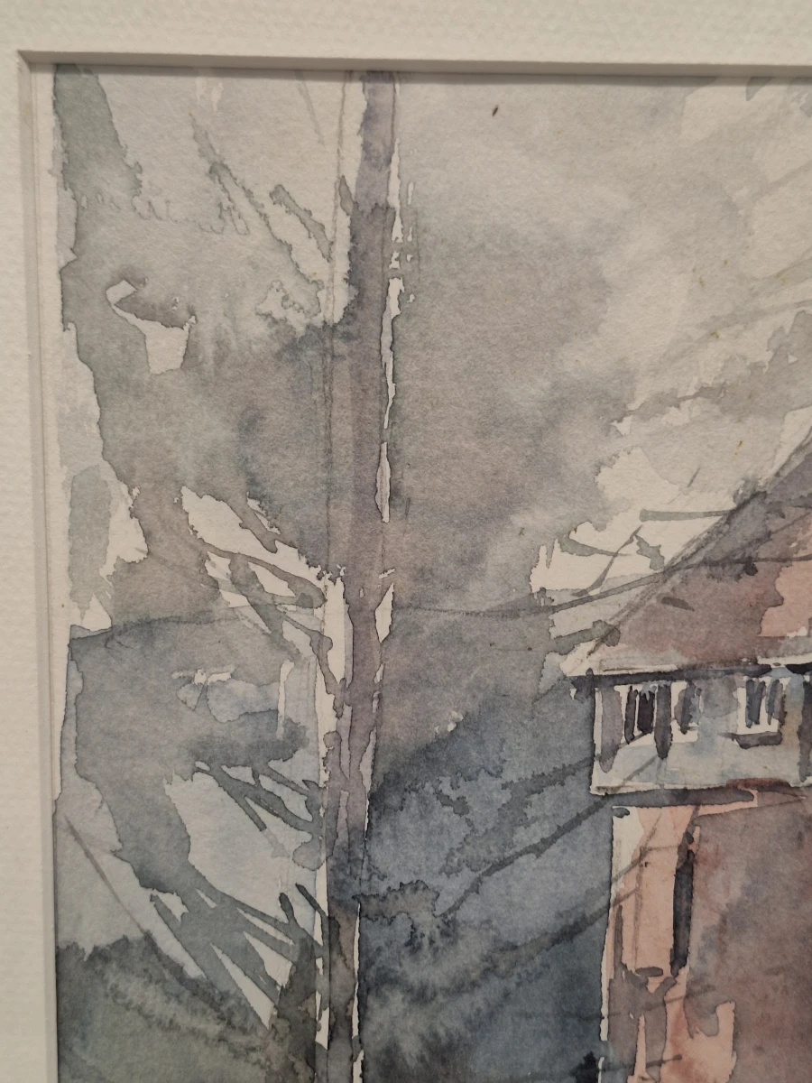 Aquarel van een middeleeuws kasteel met brug - O. Seyers (2002)