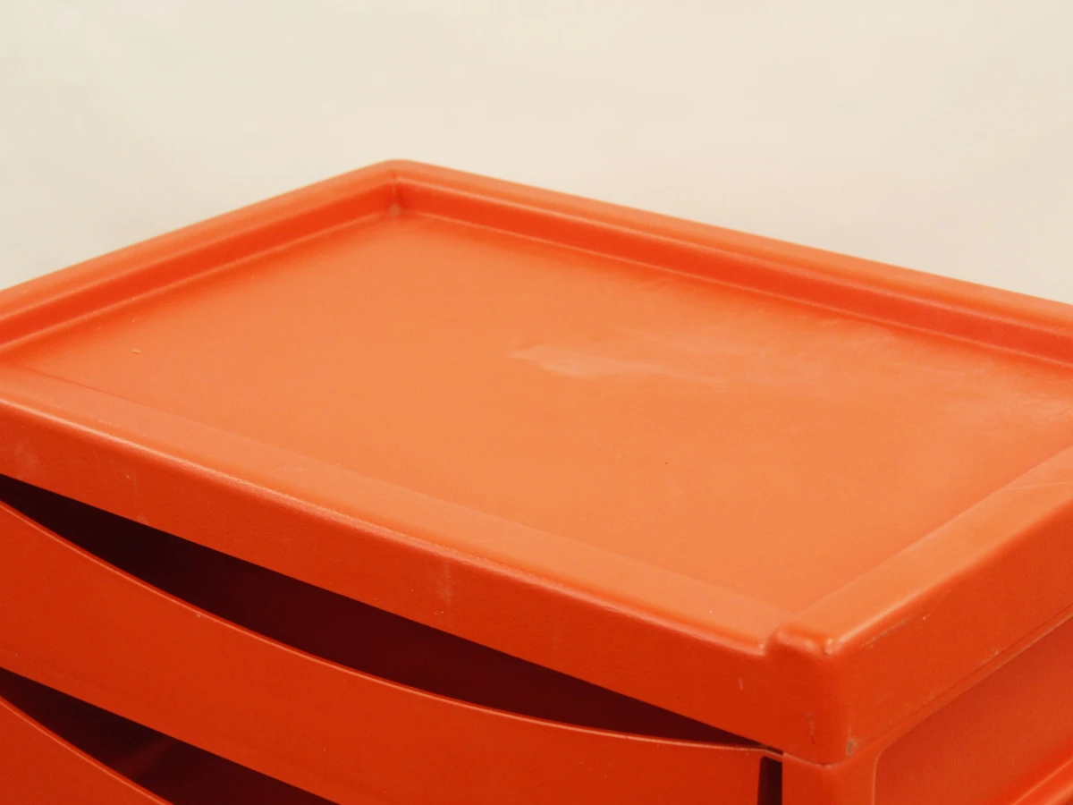 Ladekastje in retrolook oranje kunststof op wieltjes