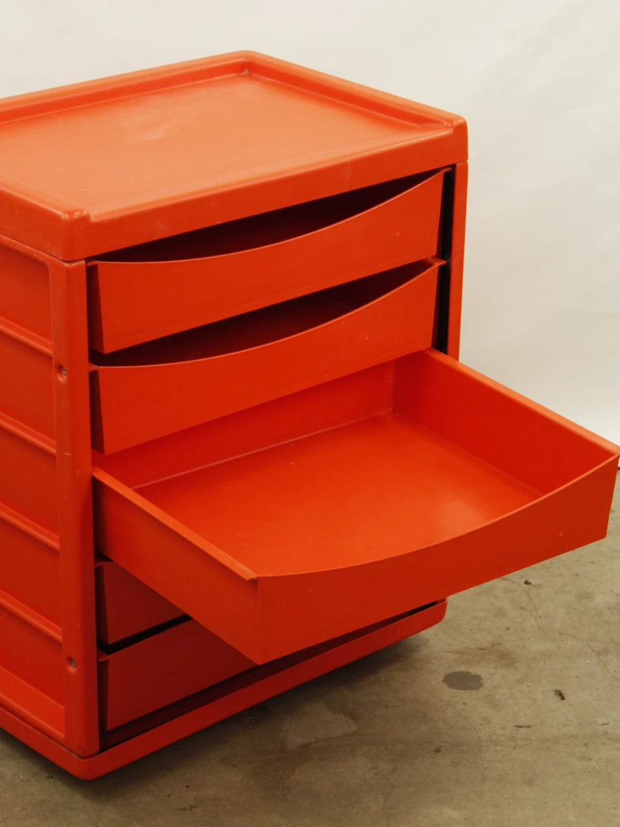 Ladekastje in retrolook oranje kunststof op wieltjes