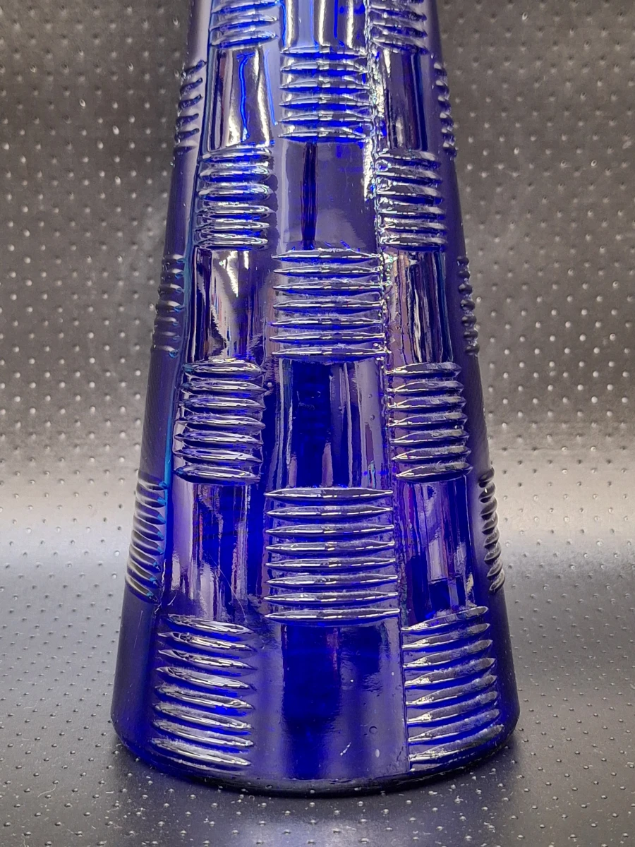 Grote vintage karaf / vaas in Mid-Century Empoli-stijl - kobaltblauw (48,5 cm)