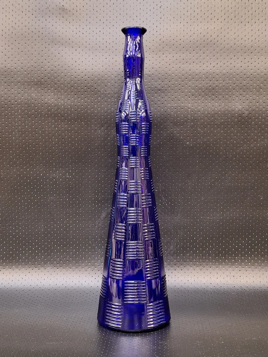 Grote vintage karaf / vaas in Mid-Century Empoli-stijl - kobaltblauw (48,5 cm)