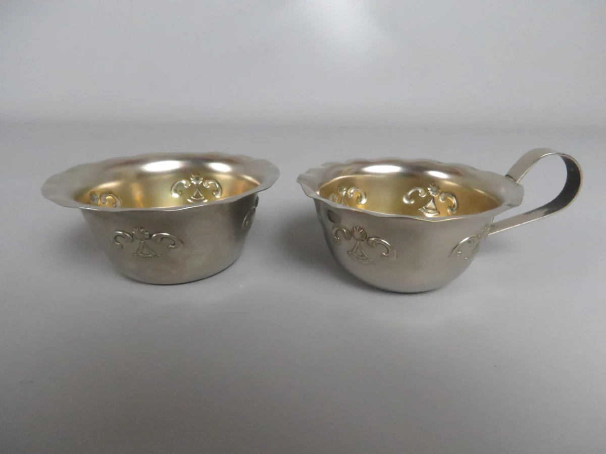 6 delige metalen servies set