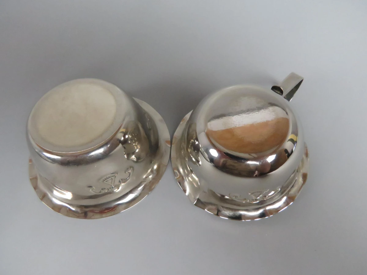 6 delige metalen servies set