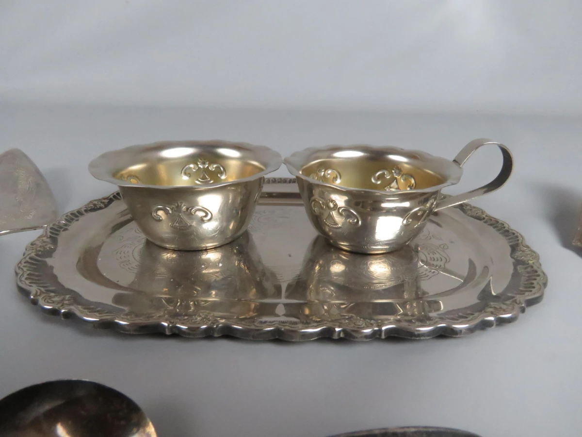 6 delige metalen servies set