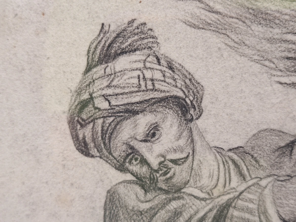 "Mamelouk tenant son cheval par la bride" – zeldzame lithografie / proefdruk of academische studie - Carle Vernet