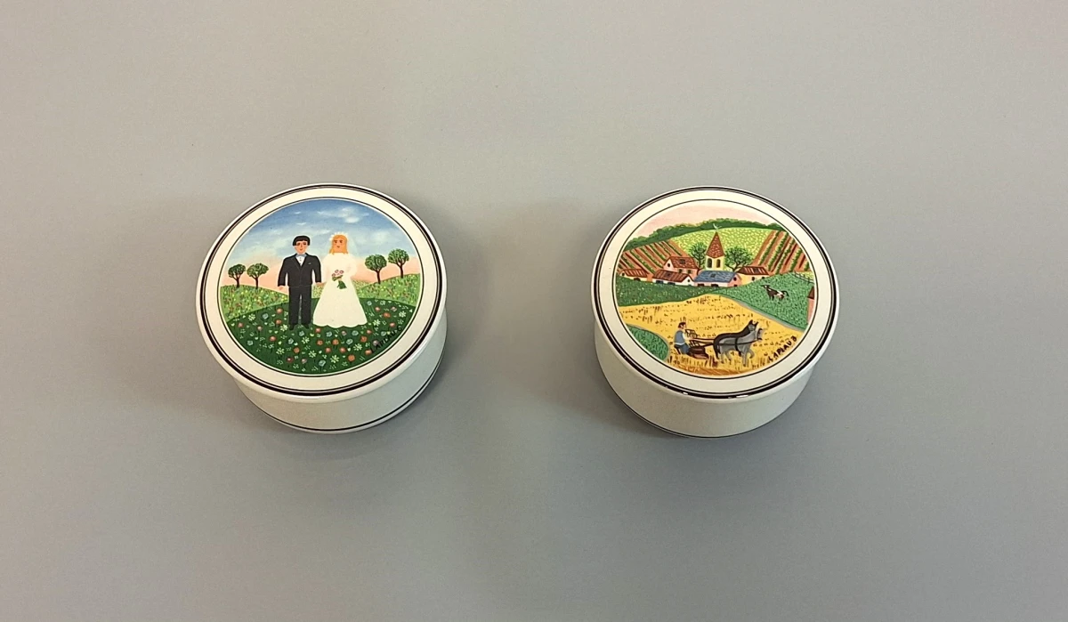 Set van 2 kleine Villeroy & Boch doosjes met decoratieve deksels