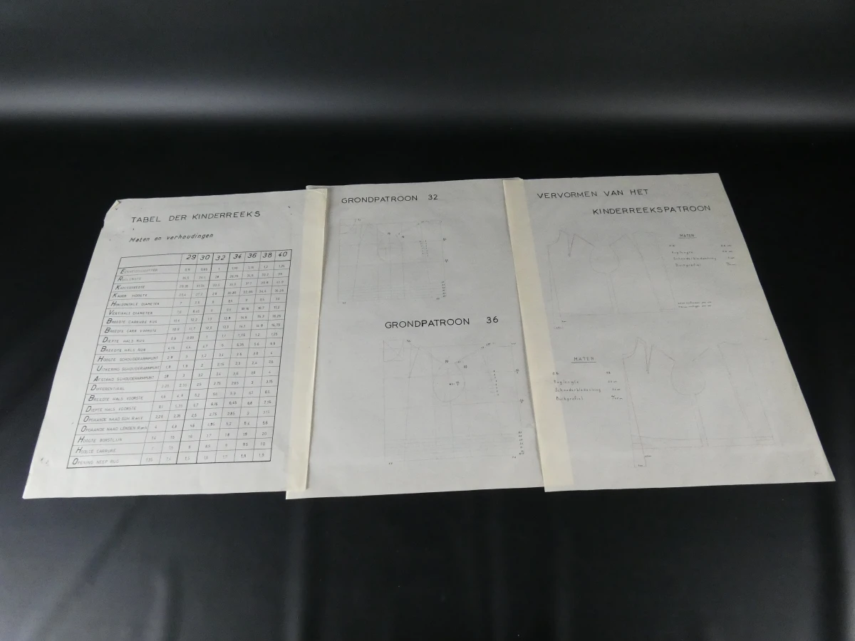 Vintage portfolio kleedrmakerij studieplaten