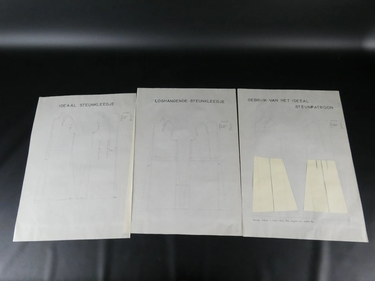 Vintage portfolio kleedrmakerij studieplaten