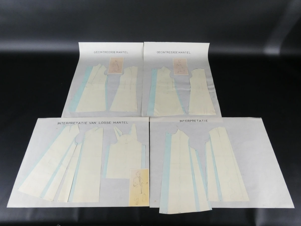 Vintage portfolio kleedrmakerij studieplaten
