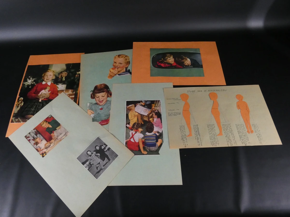 Vintage portfolio kleedrmakerij studieplaten
