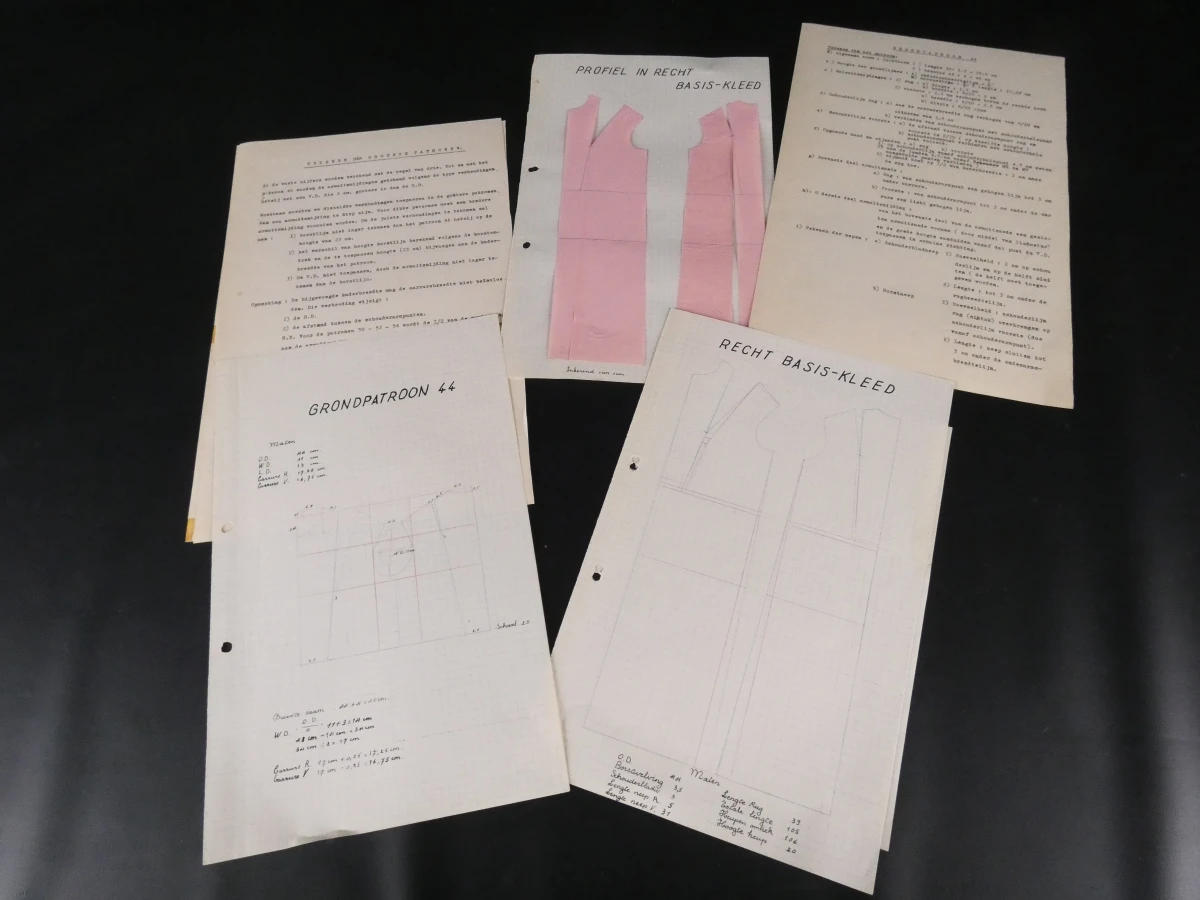 Vintage portfolio kleedrmakerij studieplaten