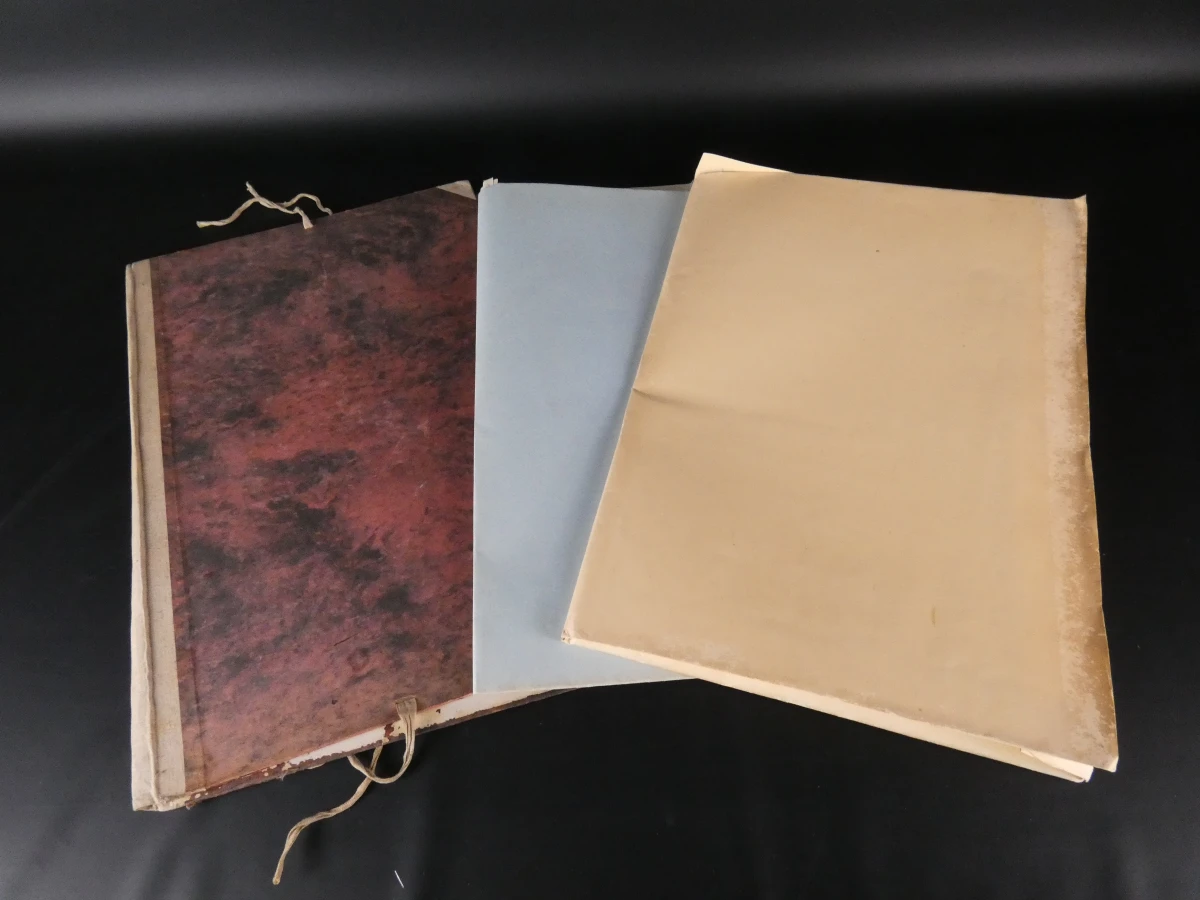 Vintage portfolio kleedrmakerij studieplaten