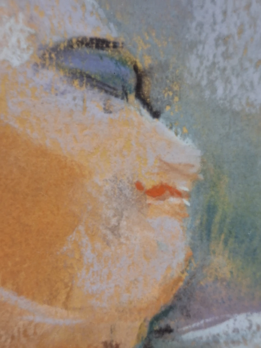Expressief pastel van liggend vrouwelijk naakt - gesigneerd en gedateerd 1996