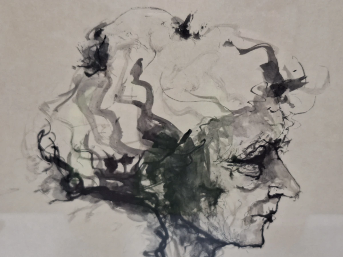 Expressionistisch profielportret in pen en gewassen inkt - Freya (1971)