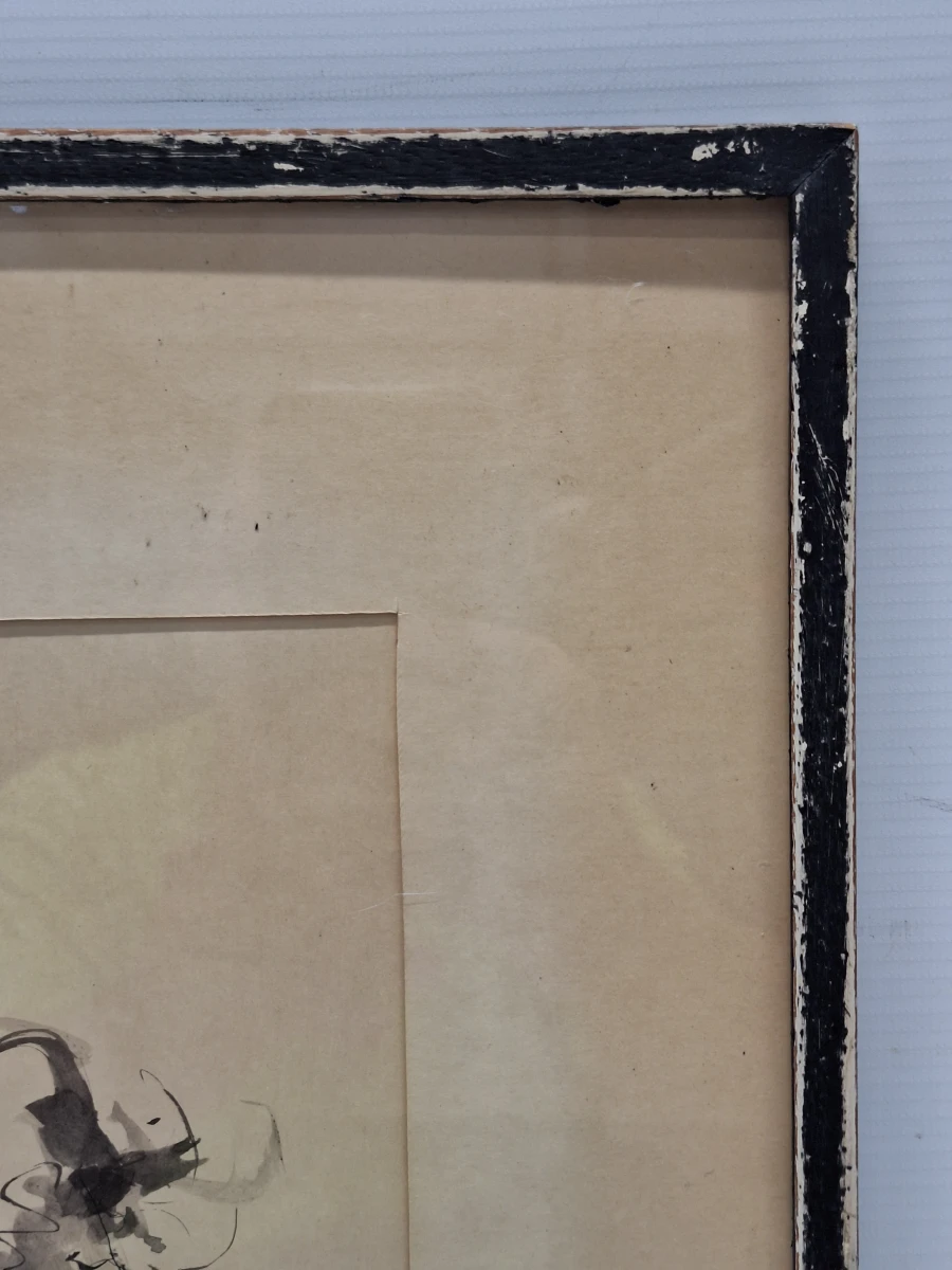 Expressionistisch profielportret in pen en gewassen inkt - Freya (1971)