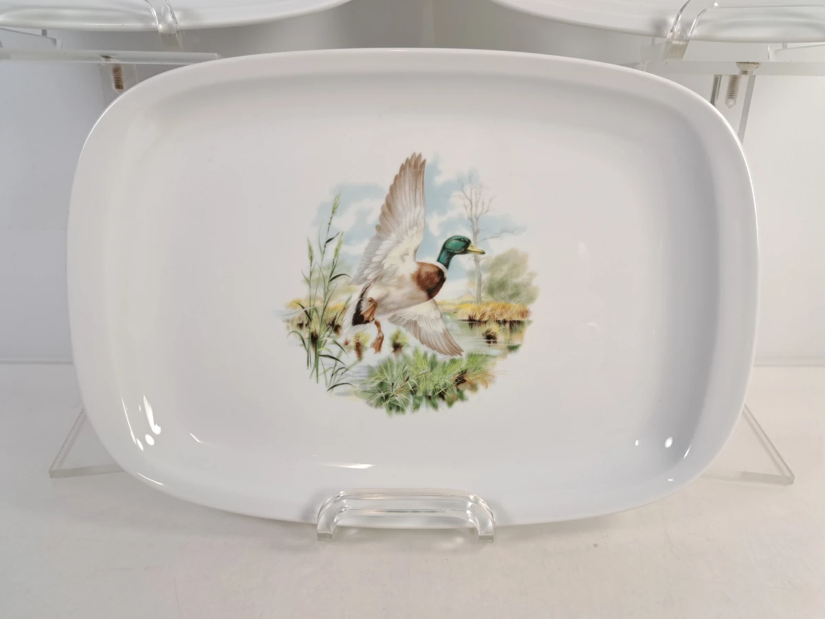 Set van 3 porseleinen serveerschotels met dierenmotief Porcelaine de Limoges
