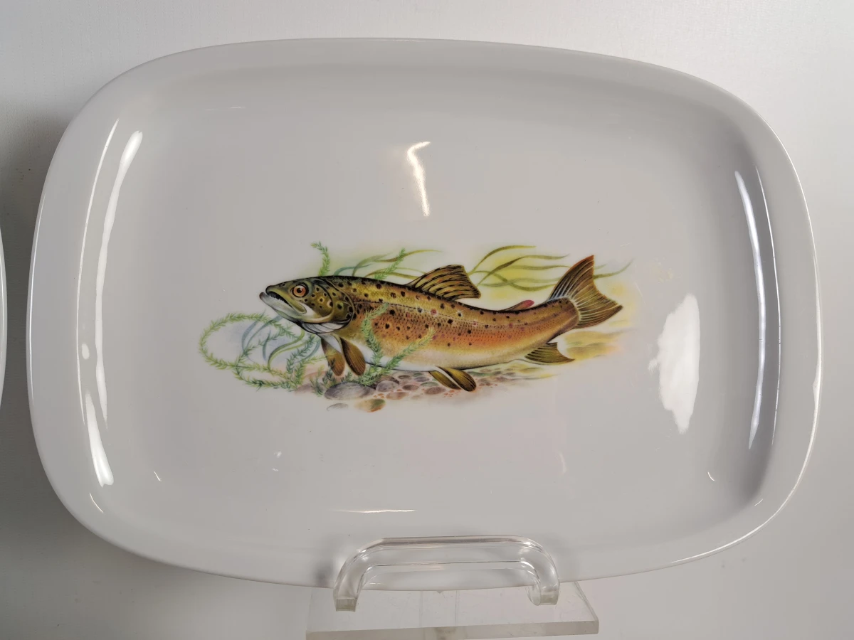 Set van 3 porseleinen serveerschotels met dierenmotief Porcelaine de Limoges