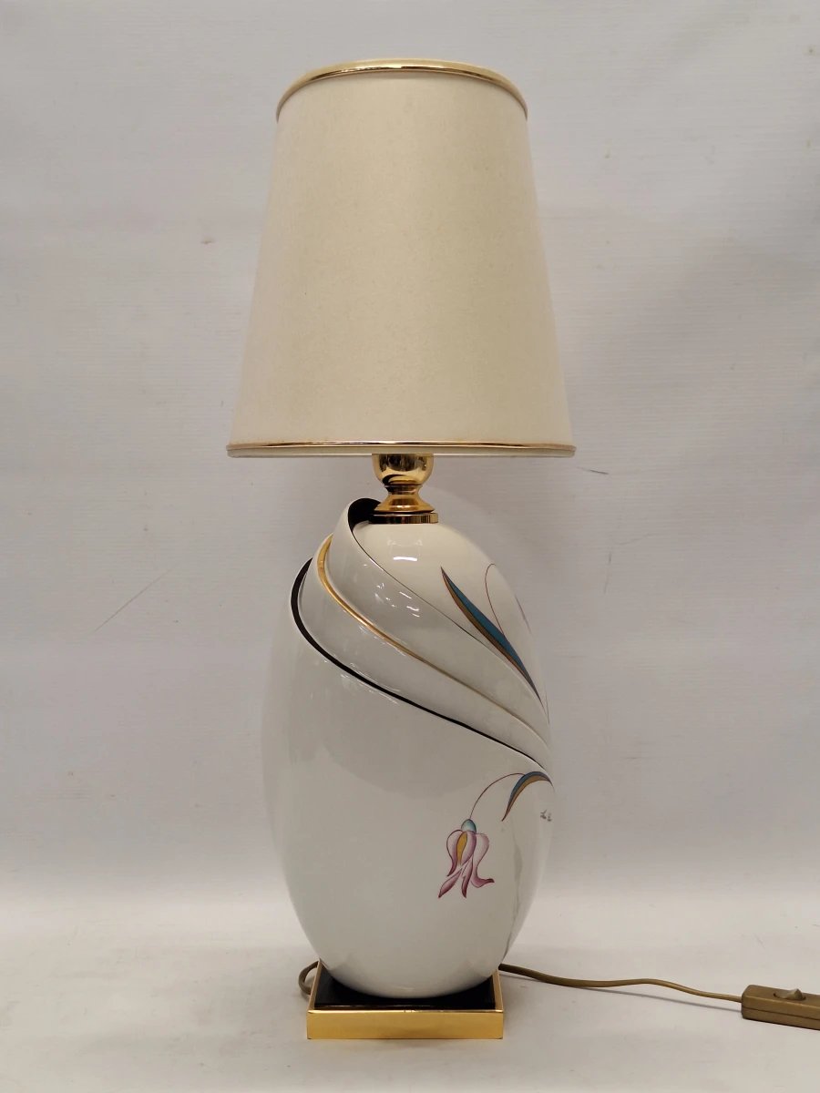 Exclusieve Vintage Florentijnse porseleinen tafellamp – Gesigneerd door Piero Serni voor Campostrini & Trallori