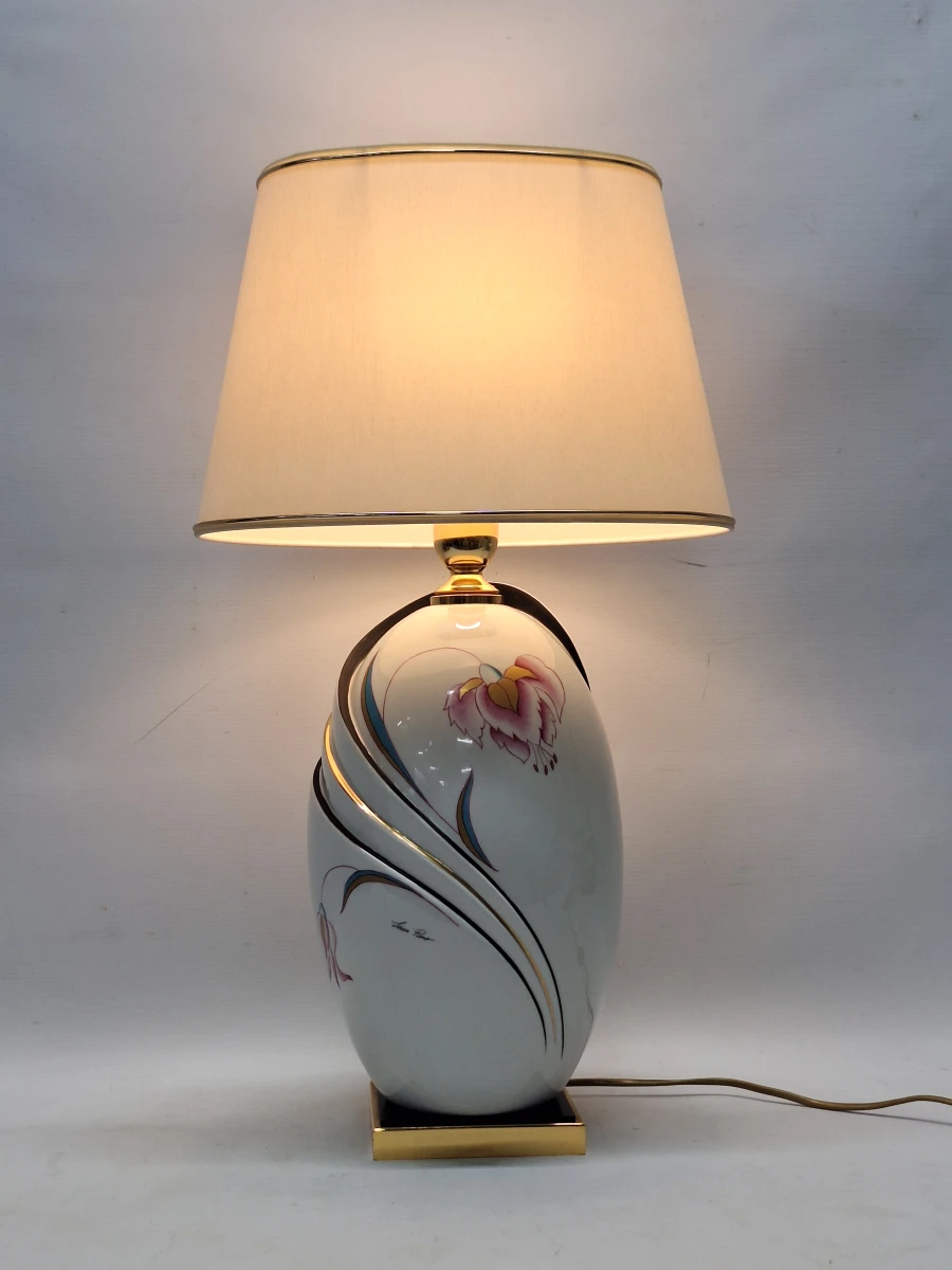 Exclusieve Vintage Florentijnse porseleinen tafellamp – Gesigneerd door Piero Serni voor Campostrini & Trallori