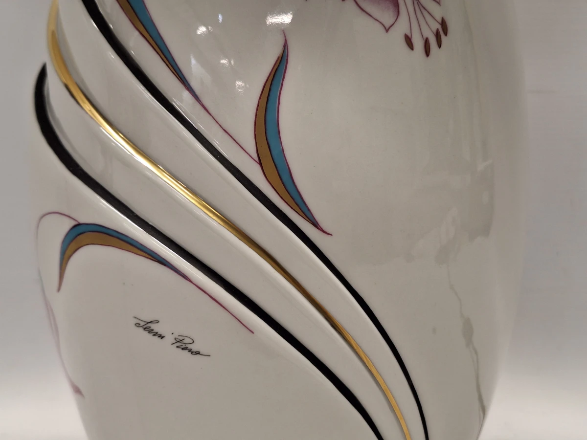 Exclusieve Vintage Florentijnse porseleinen tafellamp – Gesigneerd door Piero Serni voor Campostrini & Trallori