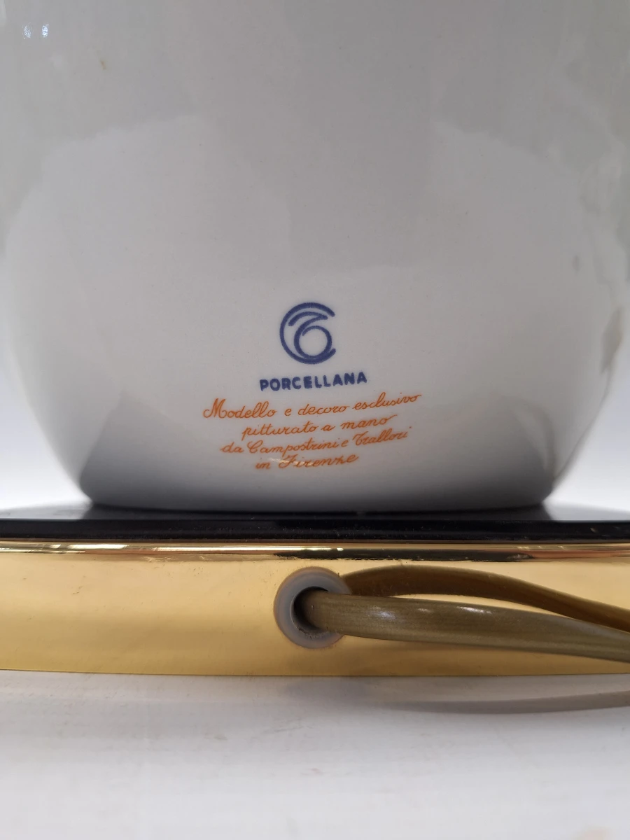 Exclusieve Vintage Florentijnse porseleinen tafellamp – Gesigneerd door Piero Serni voor Campostrini & Trallori