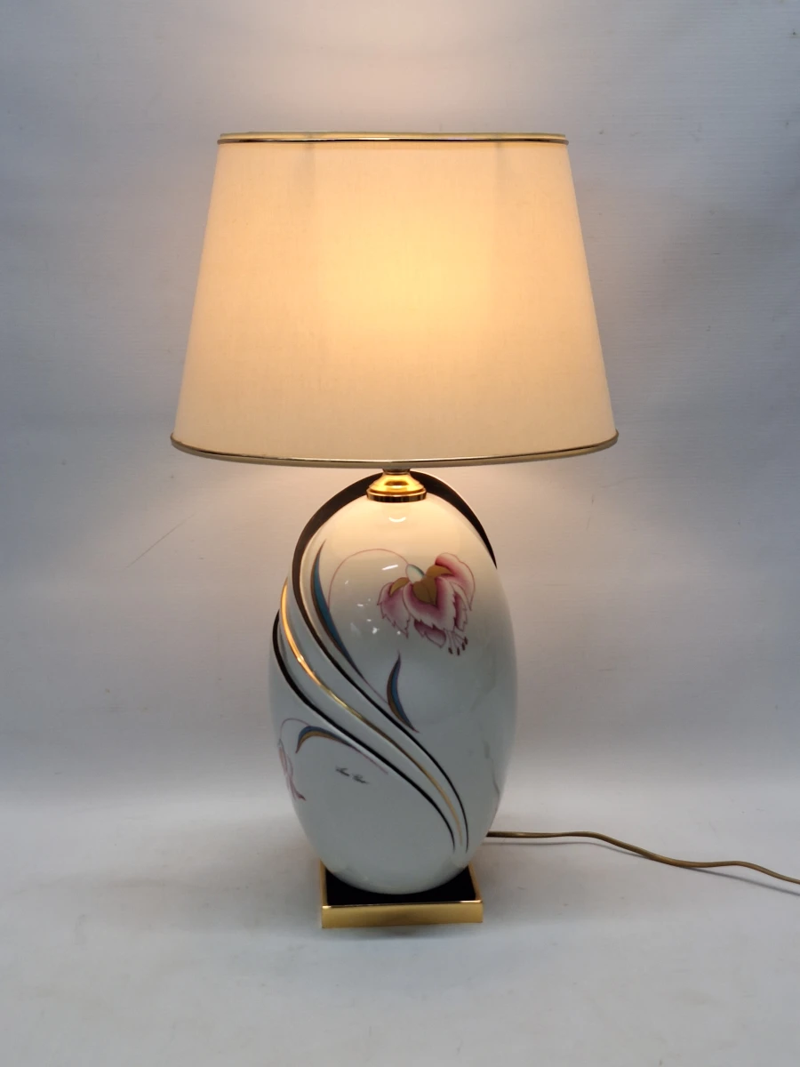 Exclusieve Vintage Florentijnse porseleinen tafellamp – Gesigneerd door Piero Serni voor Campostrini & Trallori