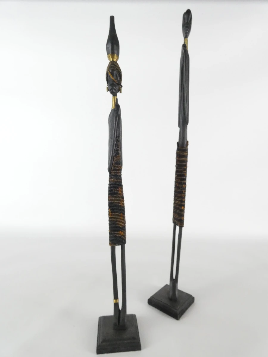Afrikaanse houten sculpturen (Set van 2 stuks)