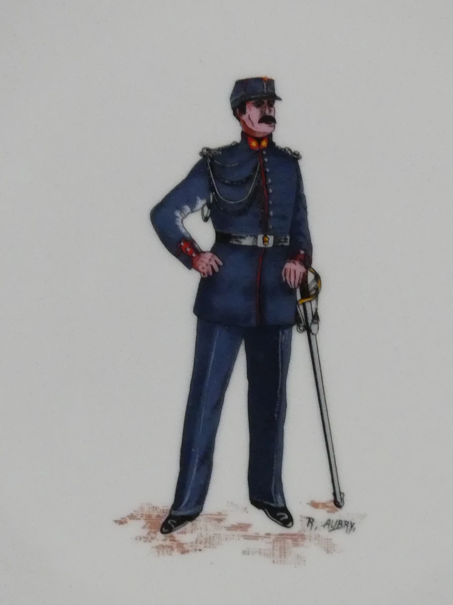 4 decoratieve borden met historische Belgische Nationale gendarmerie-uniformen