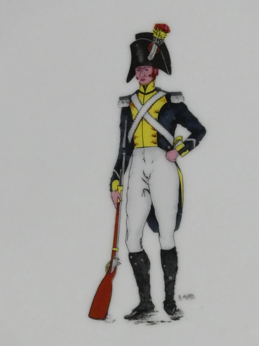 4 decoratieve borden met historische Belgische Nationale gendarmerie-uniformen