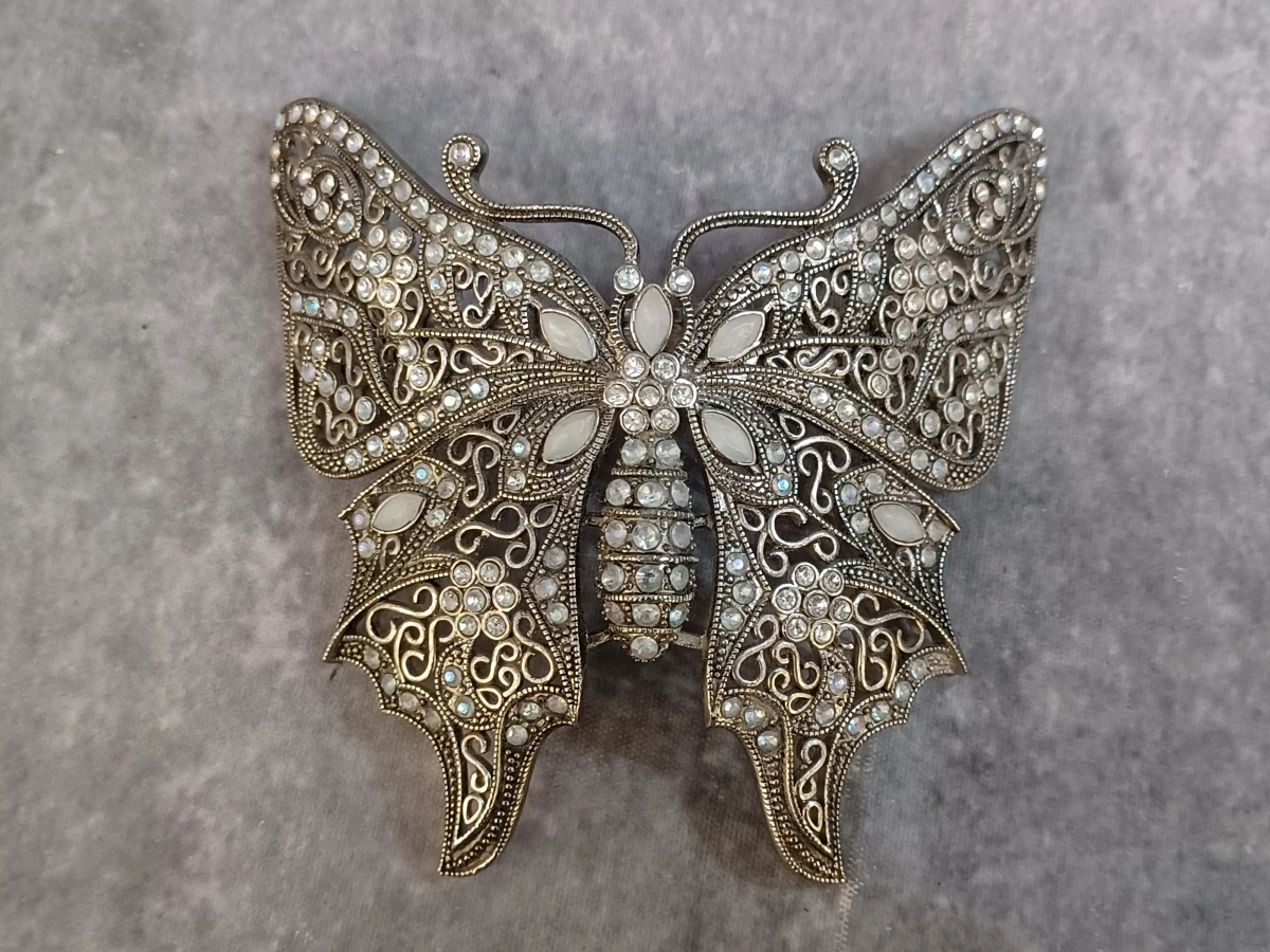 Elegante Swarovski fotolijst met bijpassende spiegel en vlinder haarspeld