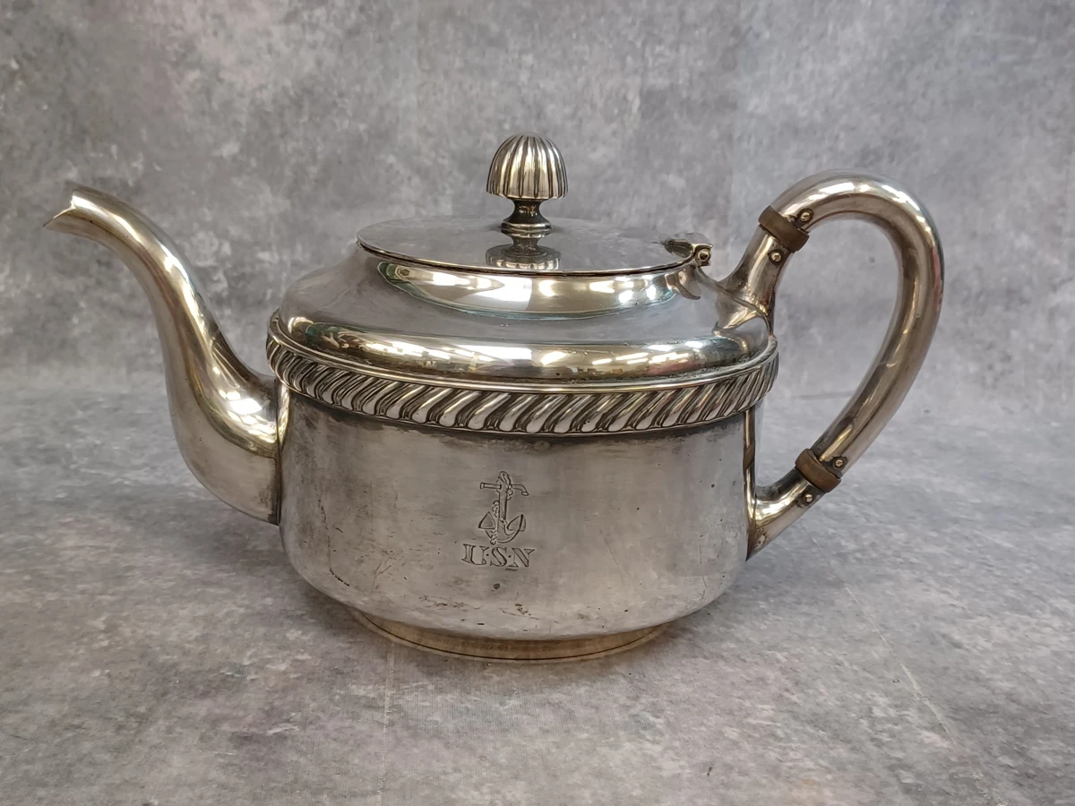 Antieke Reed & Barton US Navy verzilverde theepot – Model 3000 – ca. 1920-1940
