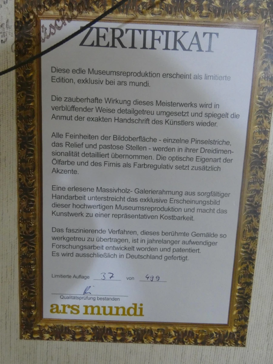 Schilderij "Liggende vrouwelijke naaktfiguur op een wit kussen" + certificaat