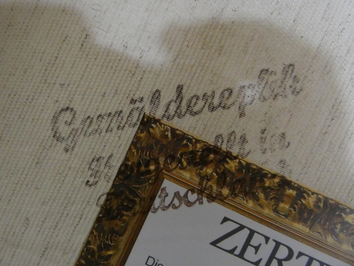 Schilderij "Liggende vrouwelijke naaktfiguur op een wit kussen" + certificaat
