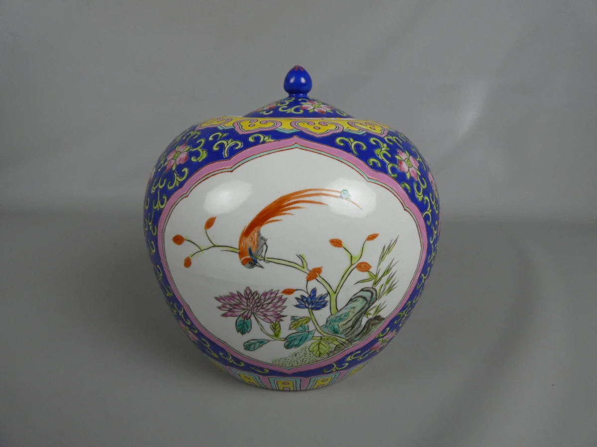 Kleurrijke Chinese keramieken gemberpot met deksel