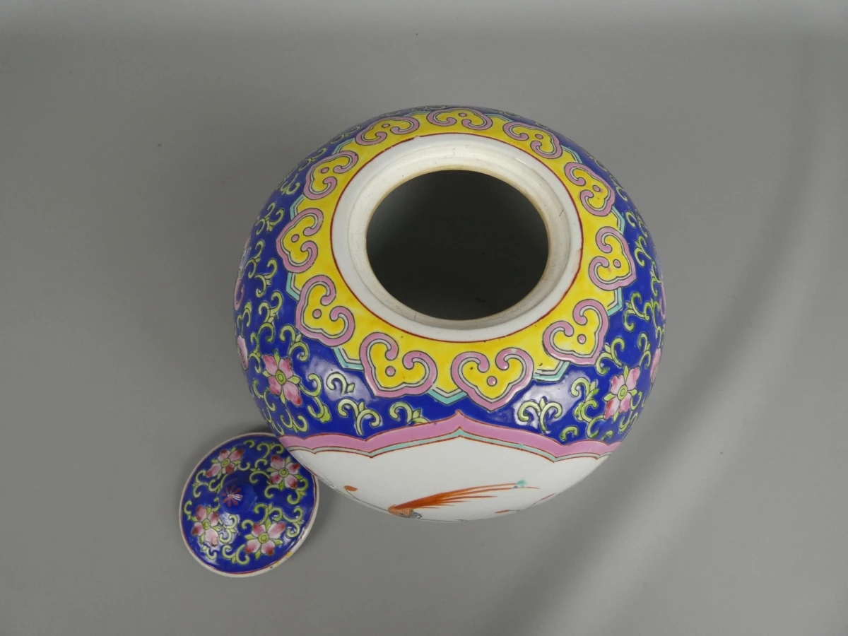 Kleurrijke Chinese keramieken gemberpot met deksel