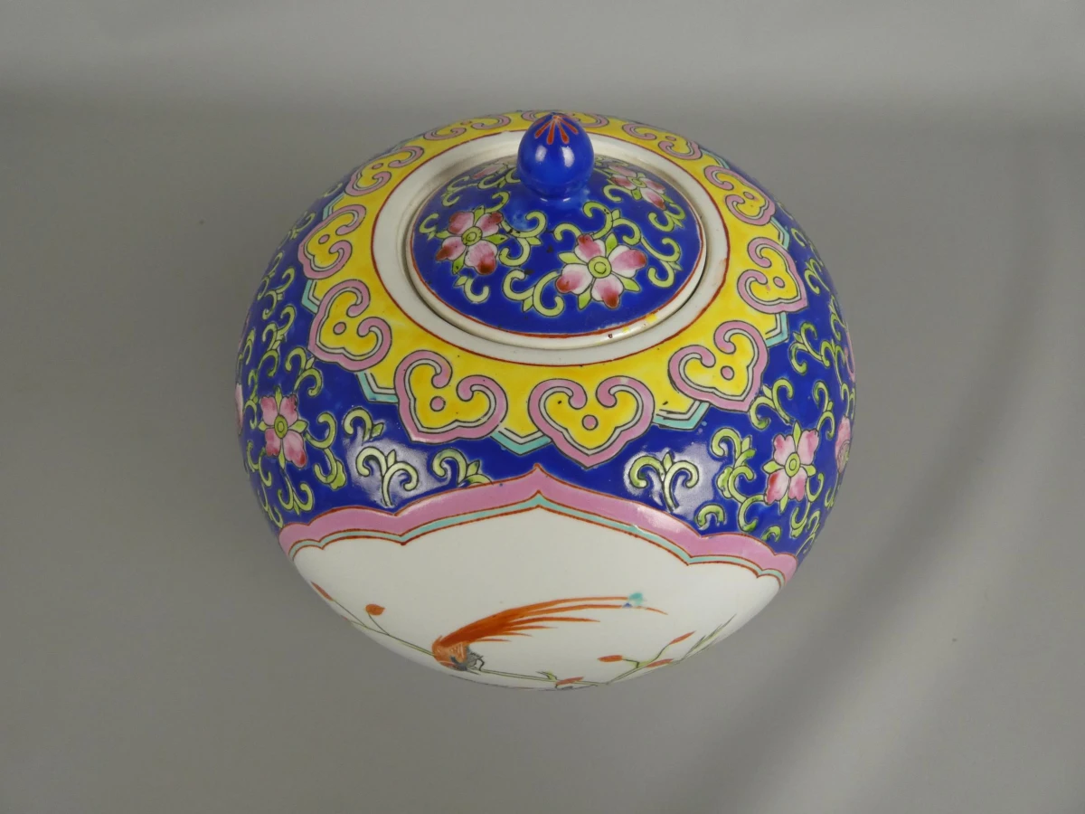 Kleurrijke Chinese keramieken gemberpot met deksel