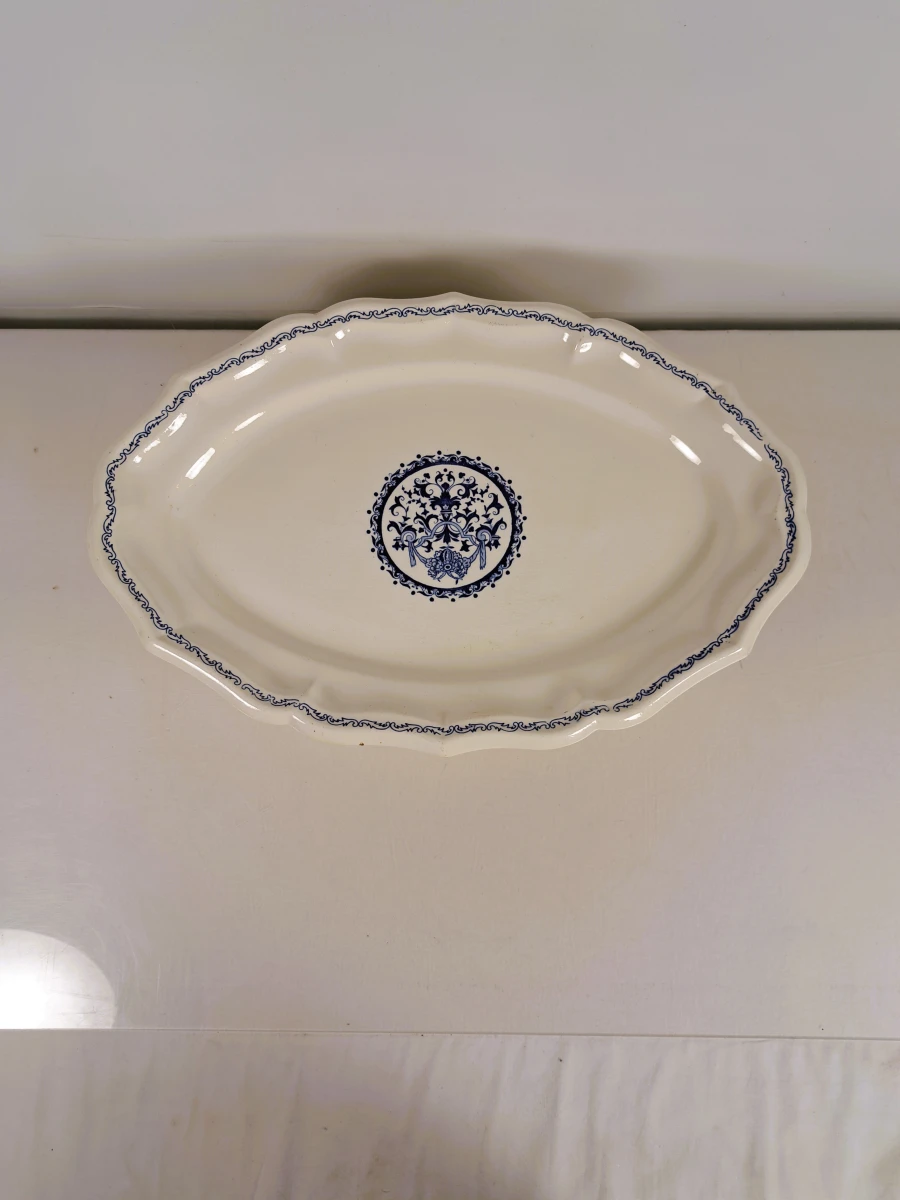 Ovaal Gien France serveerschaal met blauw decor