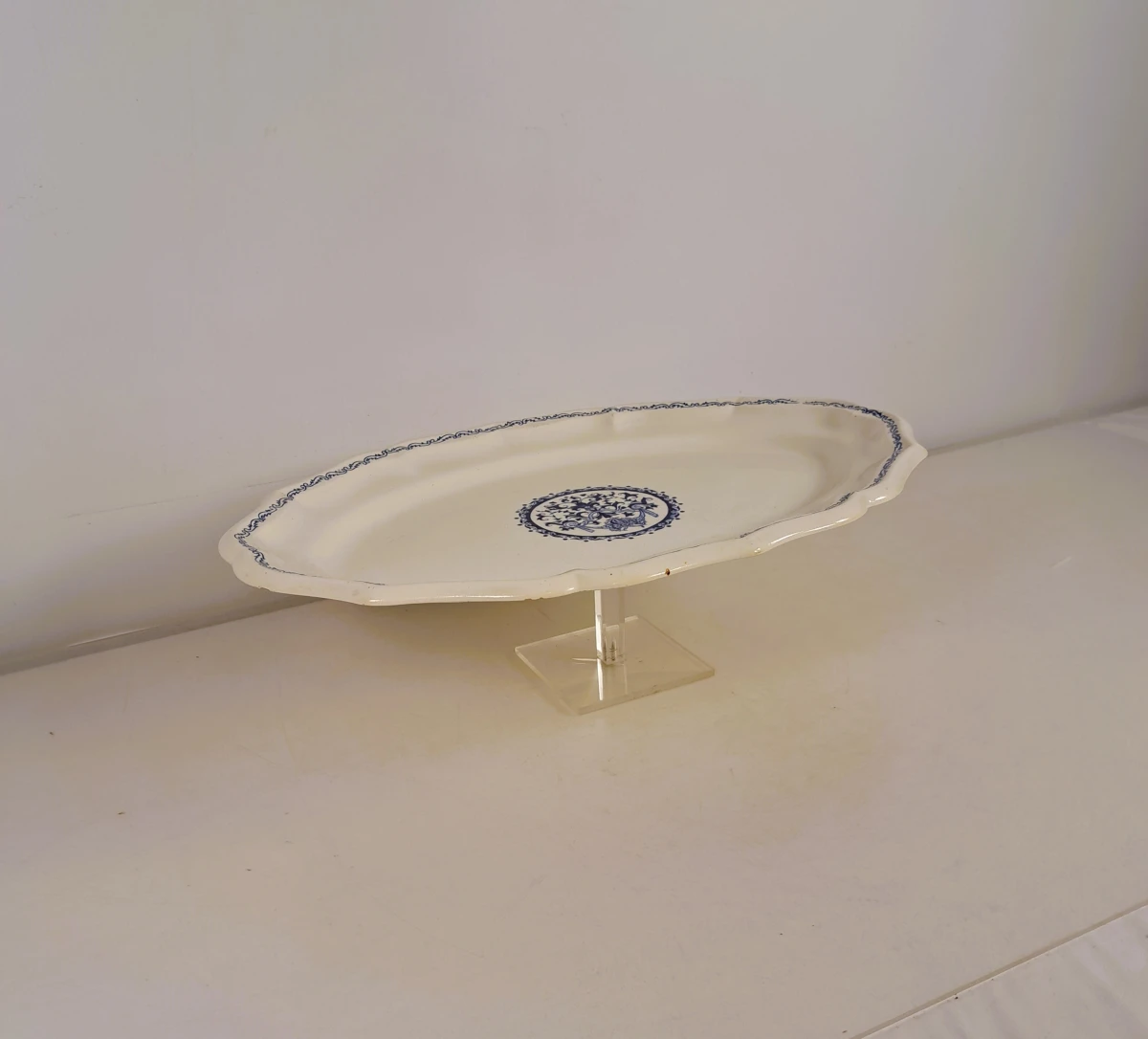 Ovaal Gien France serveerschaal met blauw decor