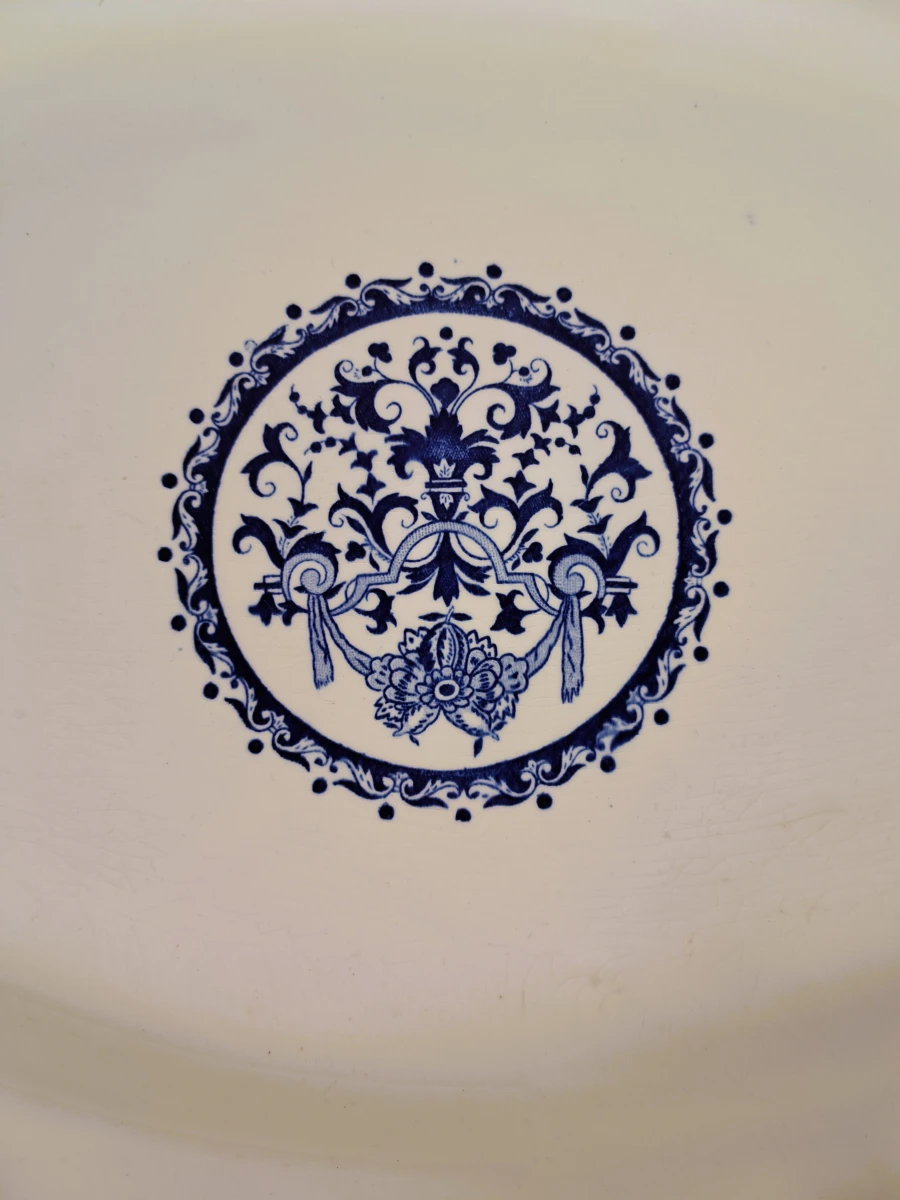 Ovaal Gien France serveerschaal met blauw decor