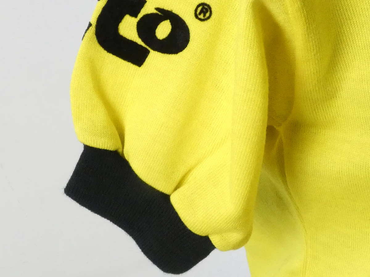 Vintage Lotto wielertrui geel-blauw met rits(Maat: EL)