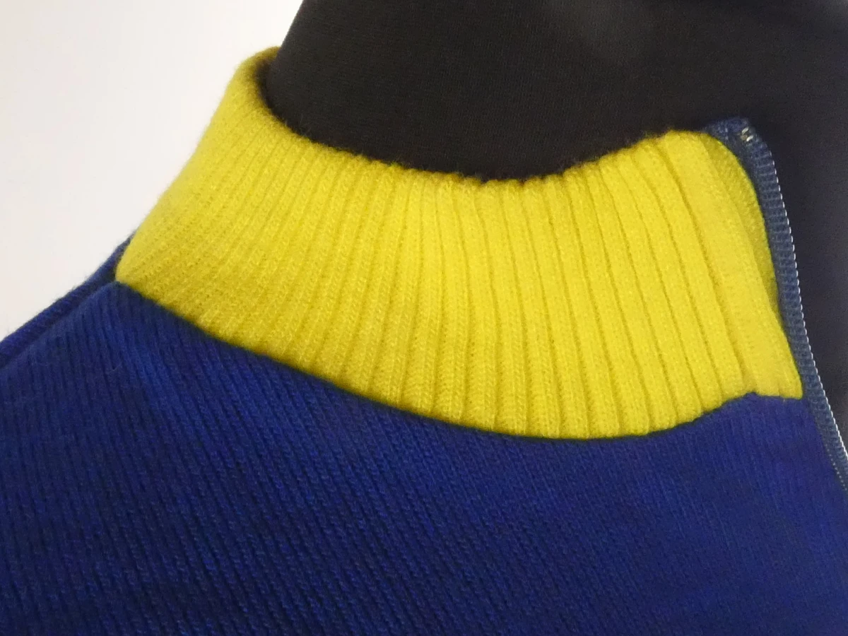 Vintage Lotto wielertrui geel-blauw met rits(Maat: EL)