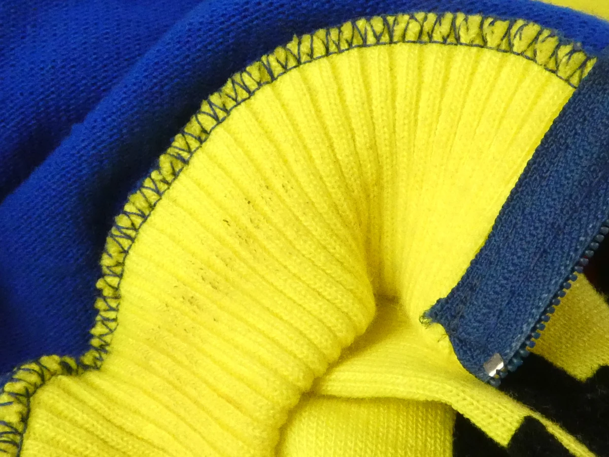 Vintage Lotto wielertrui geel-blauw met rits(Maat: EL)