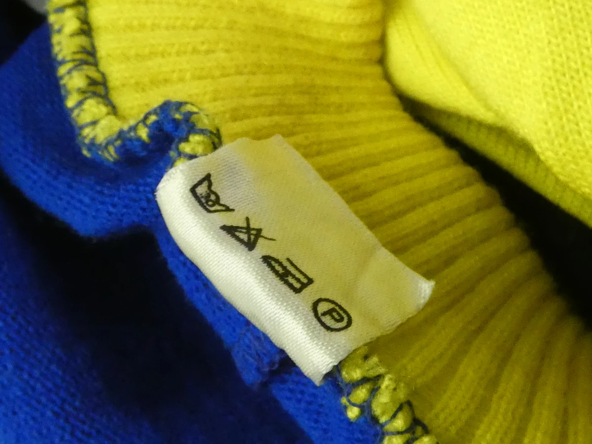 Vintage Lotto wielertrui geel-blauw met rits(Maat: EL)