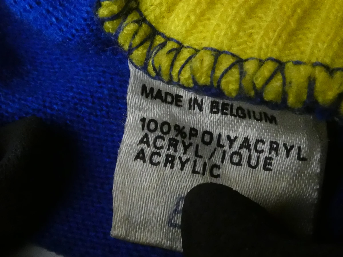 Vintage Lotto wielertrui geel-blauw met rits(Maat: EL)