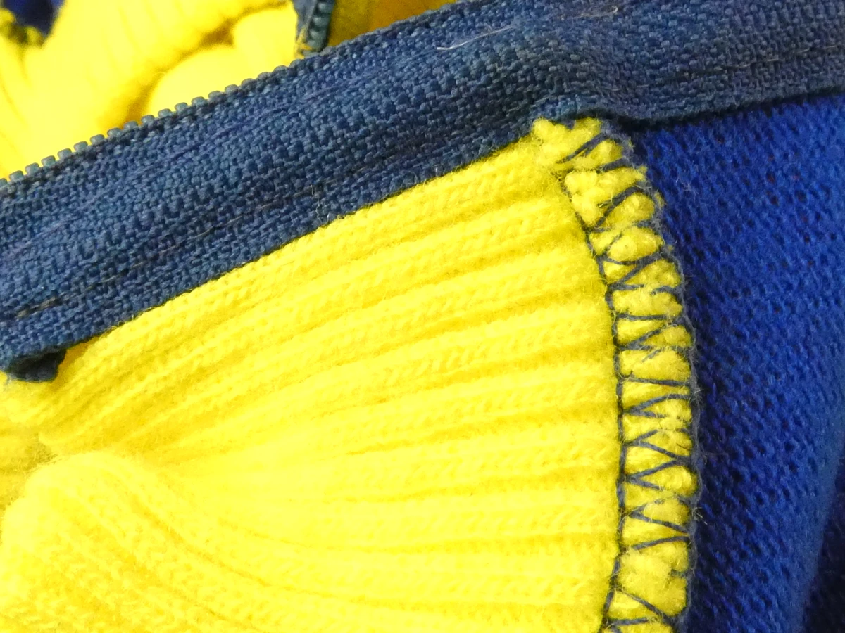 Vintage Lotto wielertrui geel-blauw met rits(Maat: EL)