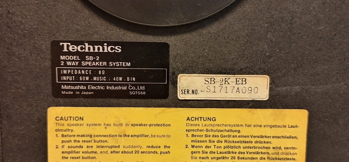 2 Technics SB luidsprekers