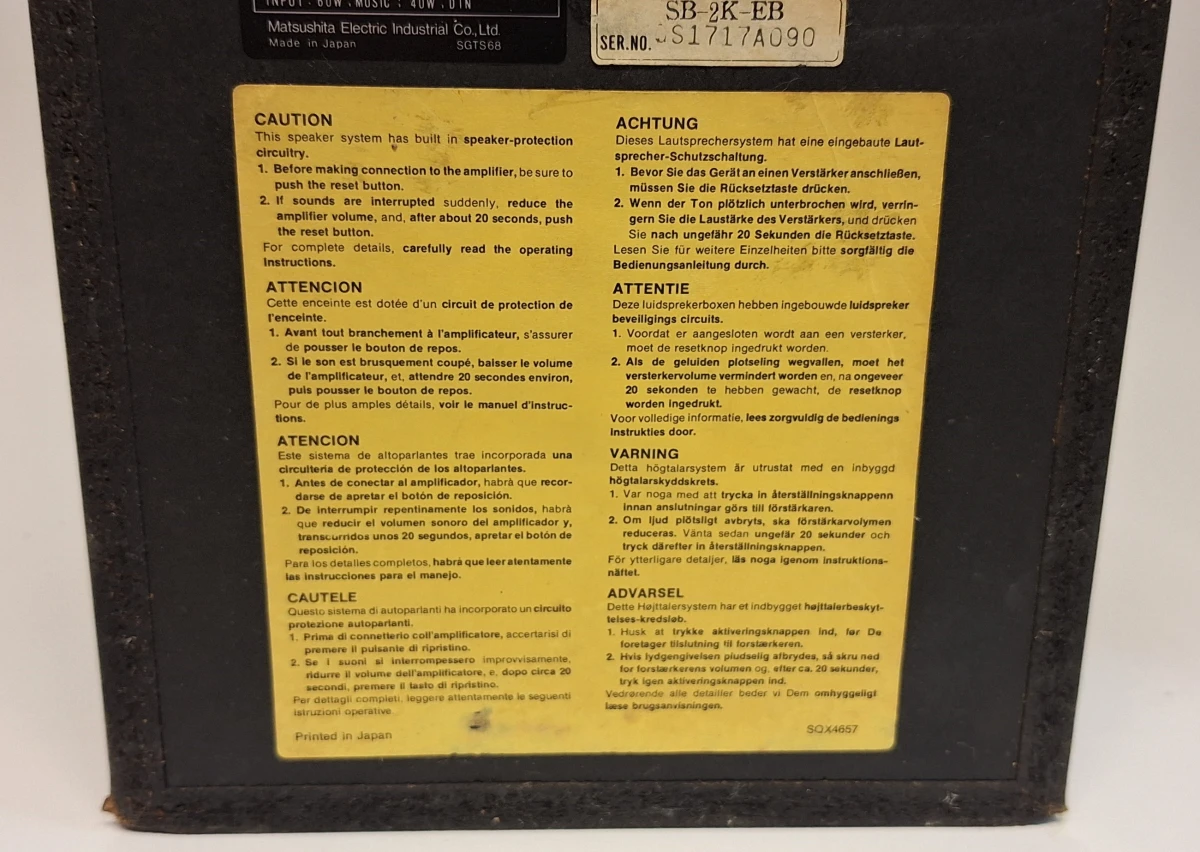 2 Technics SB luidsprekers