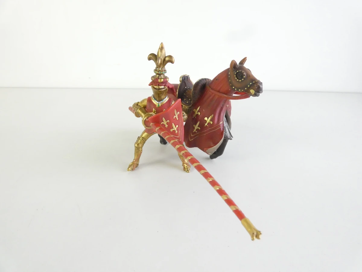 Lot van zes Schleich middeleeuwse ridders met twee paarden